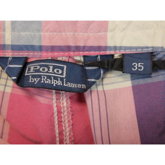 Polo Ralph Lauren Mens 35 Vintage Pink Purple Plaid Board Shorts Swim Trunks - Picture 2 of 6